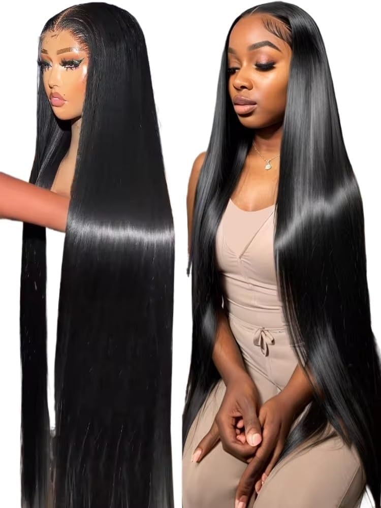 Hair Wigs 46 50 Inch 13x4 13x6 HD Transparent Bone Straight Lace Front Wigs 200 Density Brazilian Human Hair Wigs for Women(13x6 HD,200 Density_48INCHES)