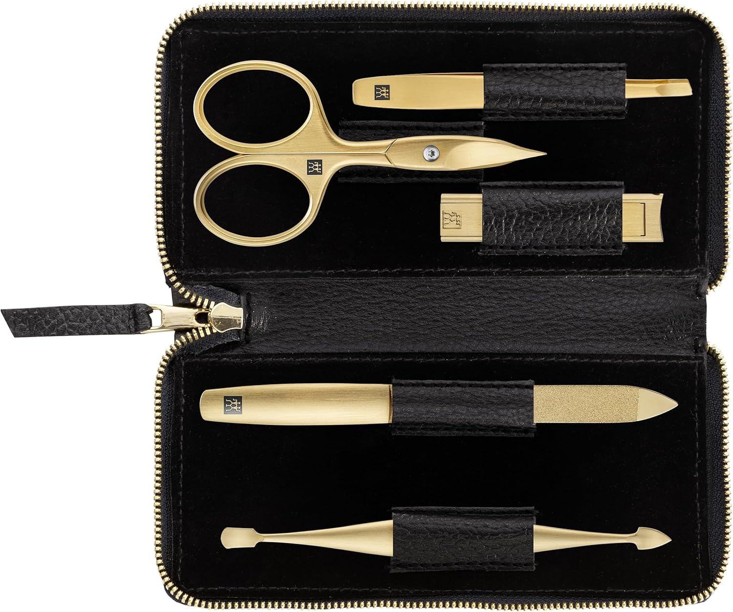ZWILLING Beauty TWINOX 6-pc Gold Manicure Set with Black Leather Case, Care for hands and feet complete set, Gift set