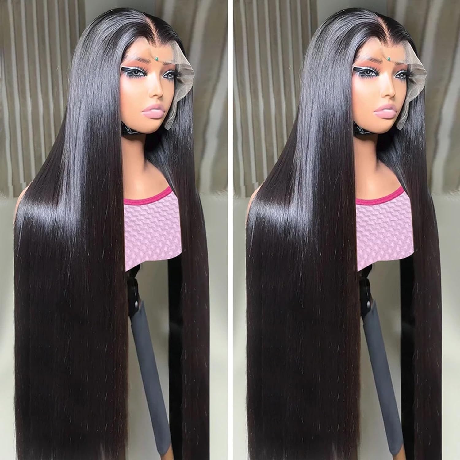 40 Inch Human Hair Wig - 13x4 Straight Lace Front, 200% Density, Glueless, Pre-Plucked, HD Transparent Lace Frontal for Black Women