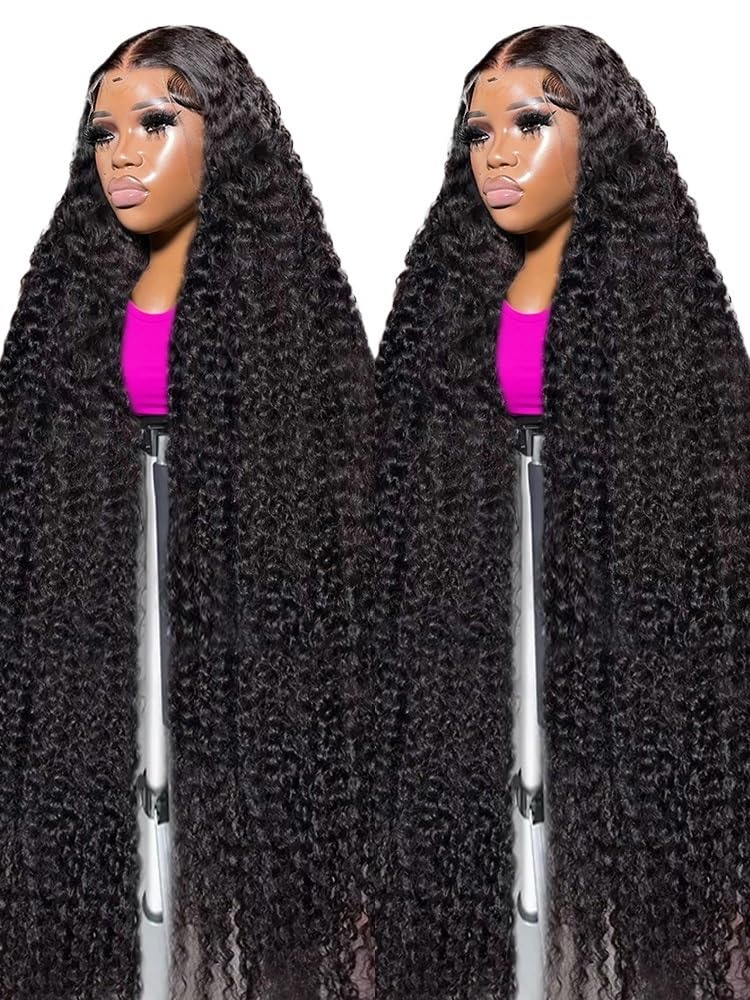 Hair Wigs 46 50 Inch 250 Density Curly 13x6 HD Lace Frontal Wigs Human Hair Brazilian Deep Wave Transparent 13x4 Lace Front Wig Human Hair(200 Density,13X4 HD LACE WIG_36INCHES)
