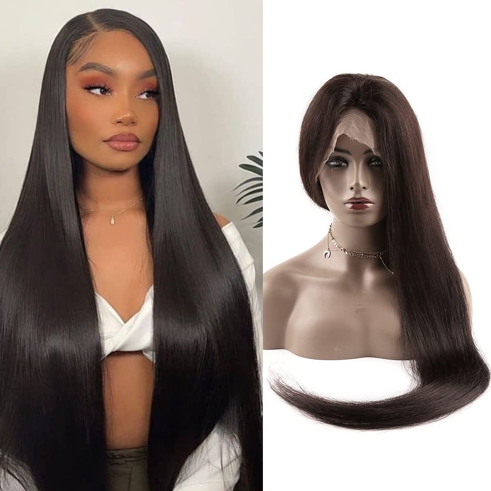 Top Grade 11A Straight Full Lace Wigs 100% Virgin Human Hair Wigs One Donor Wigs Brazilian Lace Wigs Pre-plucked With Baby Hair Bleached Knots For Black Women Natural Color 200% Density 24inch
