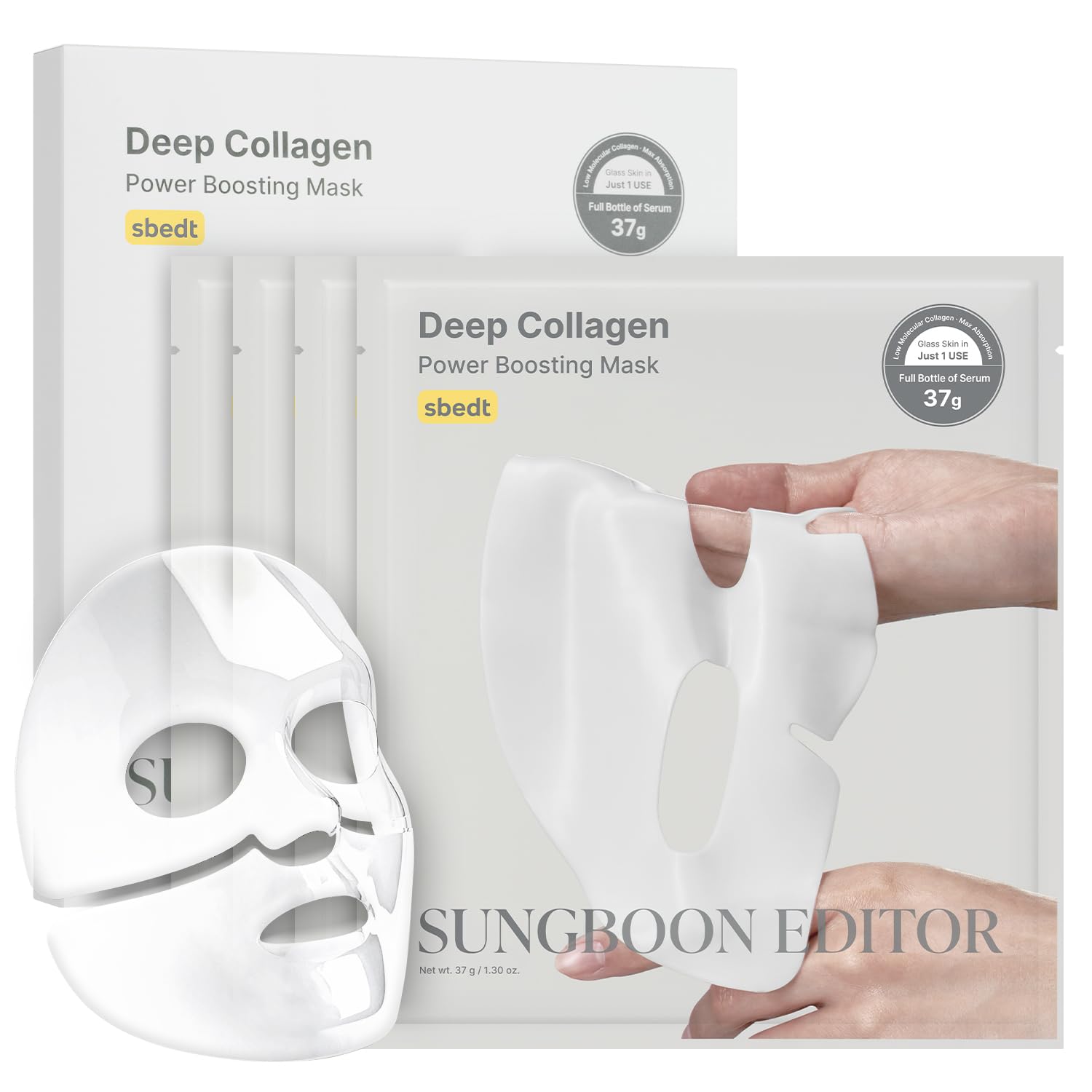 SUNGBOON EDITOR Deep Collagen Overnight mask 37gx4ea | Original Hydrating Collagen Face Mask | Real Collagen 2,160,000PPB for Elasticity |TikTok Trend Items Korean Skin Care