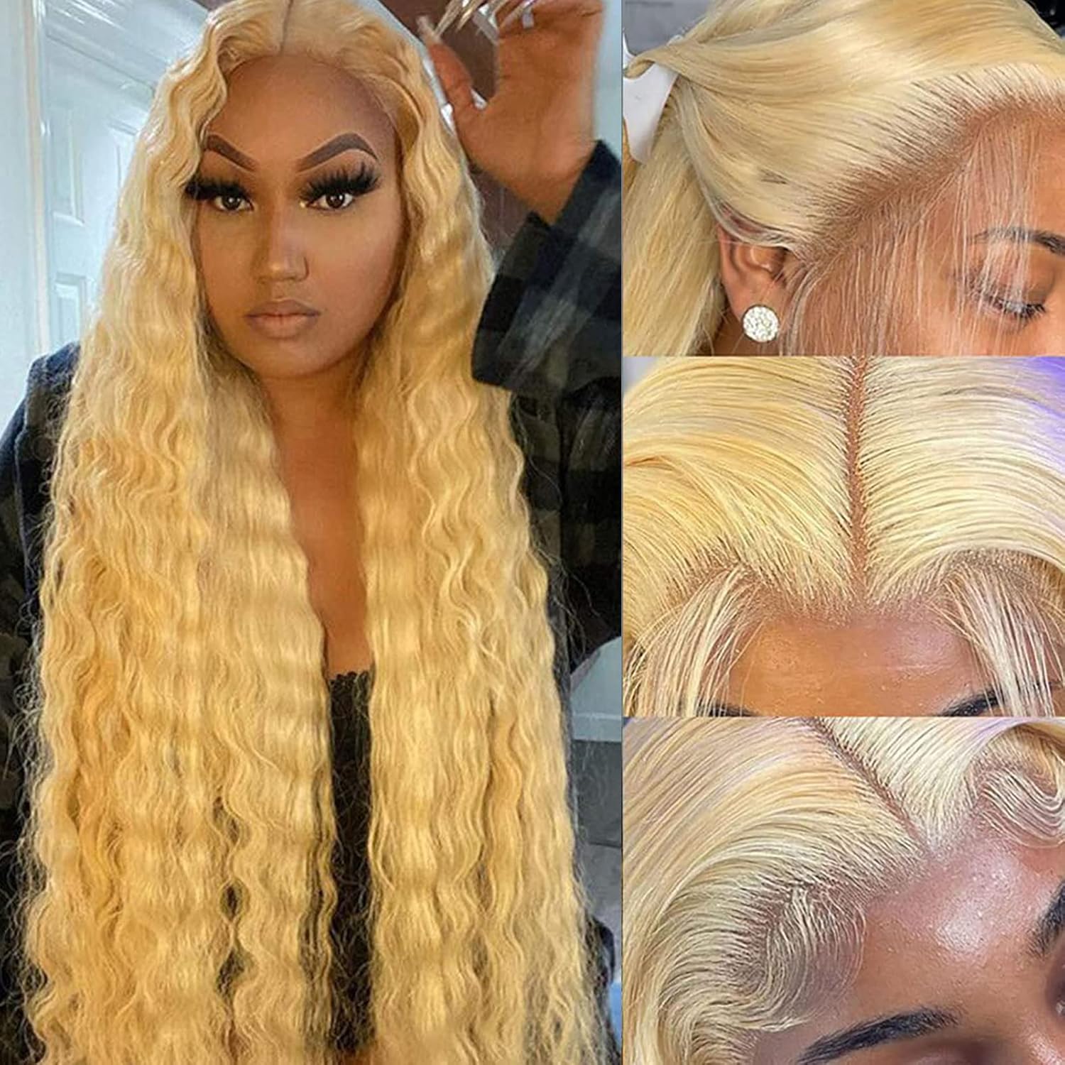 613 Lace Front Wig Human Hair - Blonde Wig Human Hair - 613 HD 13x4 Deep Wave Lace Frontal Wig - 150% Density Lace Front Wigs Human Hair Pre Plucked With Baby Hair for Black Women, 22 Inch