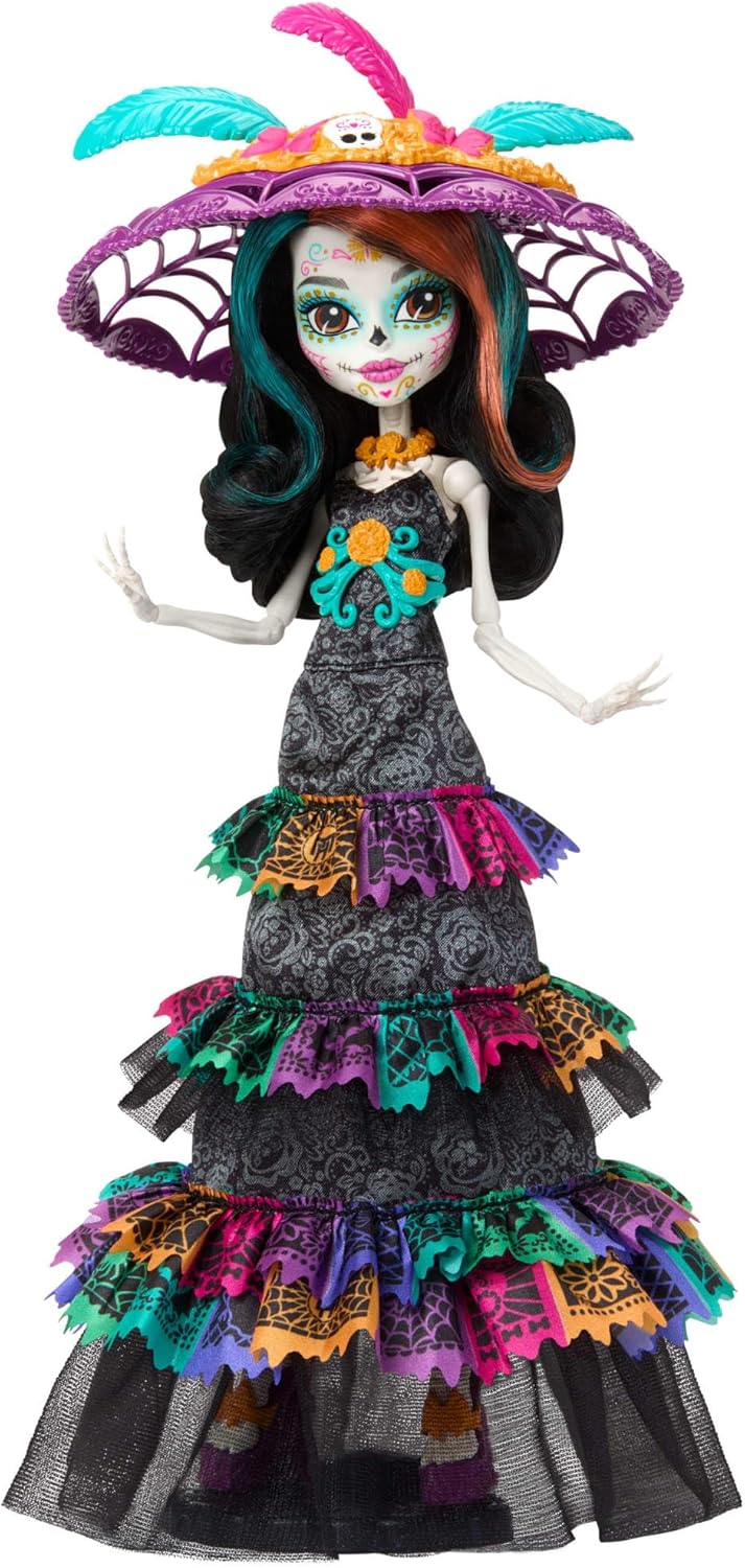Monster High Doll, Skelita Calaveras Da De Muertos 2024 Howliday Collectible with La Catrina Hat, Papel Picado Dress, and Displayable Packaging